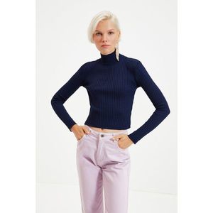 Trendyol Navy Blue High Collar Crop Knitwear Sweater vyobraziť