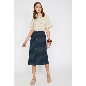 Koton Women's Navy Normal Waist Button Detailed Midi Skirt vyobraziť