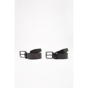 Trendyol Black-Anthracite Men's 2-Pack Faux Leather Belt Belt vyobraziť