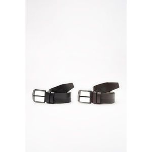 Trendyol Black-Brown Men's 2-Pack Textured Faux Leather Belt Belt vyobraziť