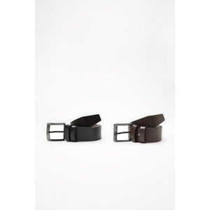 Trendyol Black-Brown Men's 2-Pack Textured Faux Leather Belt vyobraziť