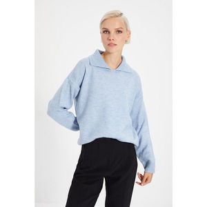 Trendyol Light Blue Polo Collar Knitwear Sweater vyobraziť