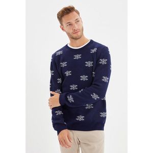 Trendyol Navy Men Regular Fit Snowflake Christmas Sweater vyobraziť