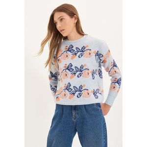 Trendyol Light Blue Jacquard Oversize Knitwear Sweater vyobraziť