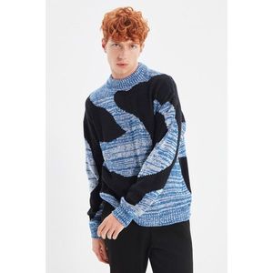 Trendyol Blue Men's Oversize Half Turtleneck Sweater vyobraziť