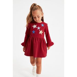 Trendyol Claret Red Sequin Embroidered Sleeves Ruffled Girl Knitted Dress vyobraziť