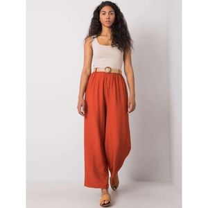 RUE PARIS Brick-red fabric trousers vyobraziť