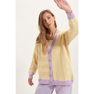 Trendyol Lilac Jacquard Oversize Knitwear Cardigan vyobraziť