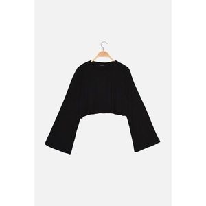 Trendyol Black Loose Crop Knitted T-Shirt vyobraziť