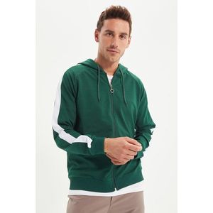 Trendyol Emerald Green Men's Regular Fit Zippered Hooded Garnish Sweatshirt vyobraziť