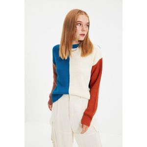 Trendyol Petrol Color Block Knitwear Sweater vyobraziť