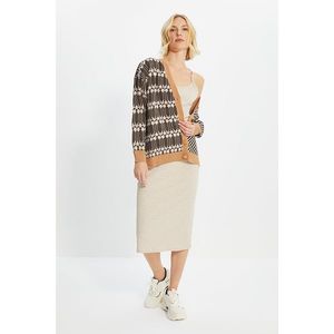 Trendyol Camel Jacquard Oversize Knitwear Cardigan vyobraziť