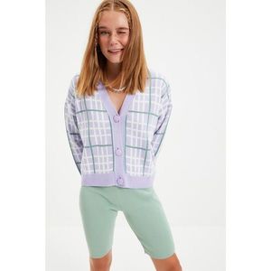 Trendyol Lilac Button Detailed Jacquard Knitwear Cardigan vyobraziť