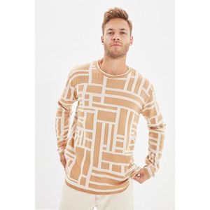 Trendyol Mink Men Regular Fit Crew Neck Geometric Knitwear Sweater vyobraziť