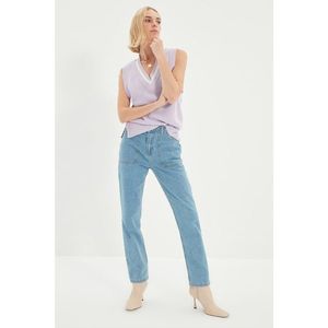 Trendyol Blue Pocket Detailed High Waist Bootcut Jeans vyobraziť