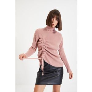 Trendyol Dark Rose Dried Side Drawstring Knitwear Sweater vyobraziť