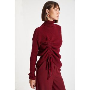 Trendyol Claret Red Side Drawstring Knitwear Sweater vyobraziť