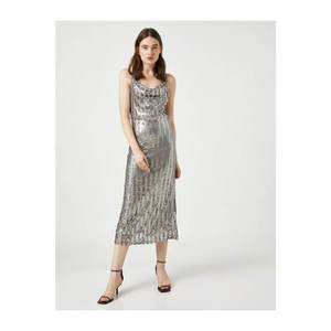 Koton Sequined Dress Evening Dress Midi Sleeveless vyobraziť