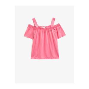 Koton Girl Pink Frilly Shoulder Detailed T-Shirt vyobraziť