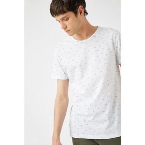 Koton Men's White Patterned T-Shirt vyobraziť