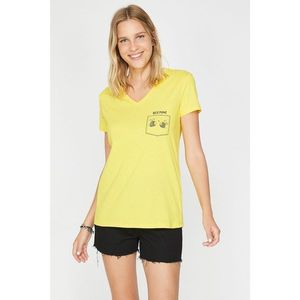 Koton Women's Yellow V Neck Short Sleeve T-Shirt vyobraziť
