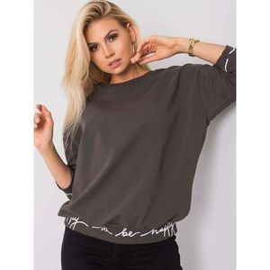 Dark khaki sweatshirt with text on the cuffs vyobraziť