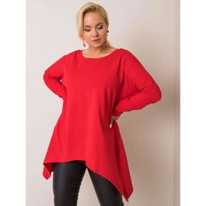 RUE PARIS Red asymmetrical plus size blouse vyobraziť