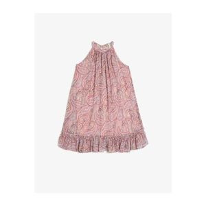 Koton Girl's Pink Crew Neck Sleeveless Patterned Ruffle Detailed Dress vyobraziť