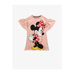 Koton Girl's Pink Minnie Mouse Licensed Printed Cotton Short Sleeve Dress vyobraziť