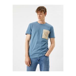 Koton Men's Blue Written T-Shirt vyobraziť