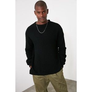 Trendyol Black Men's Side Slit Oversize Sweater vyobraziť