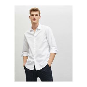Koton Men's White Classic Collar Cotton Long Sleeve Shirt vyobraziť