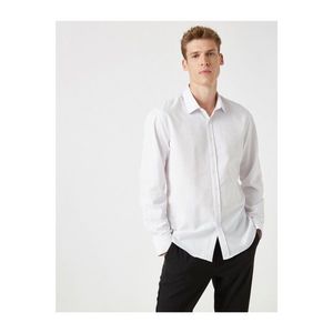 Koton Men's White Slim Fit Classic Collar Long Sleeve Shirt vyobraziť