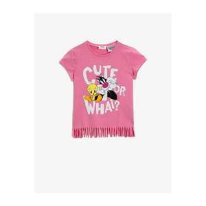 Koton Girl's Licensed Tasseled Cotton T-Shirt vyobraziť