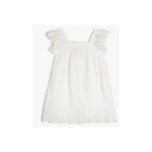 Koton Baby Girl White Short Sleeve Viscose Lace Dress vyobraziť