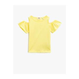 Koton Crew Neck T-Shirt Shoulder Detailed Cotton Yellow vyobraziť