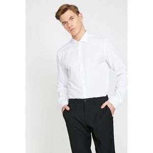 Koton Men's White Long Sleeve Classic Collar Shirt vyobraziť