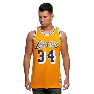 Mitchell & Ness Los Angeles Lakers 34 Shaquille O'Neal yellow Swingman Jersey - L vyobraziť