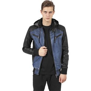 Urban Classics Hooded Denim Leather Jacket denim/black - M vyobraziť