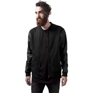 Urban Classics Zipped Synthetic Leather Sleeve Jacket blk/blk - S vyobraziť