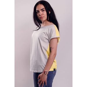 Sivo-žlté bavlnené tričko Rosemarie vyobraziť