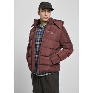 Urban Classics Hooded Puffer Jacket cherry - S vyobraziť