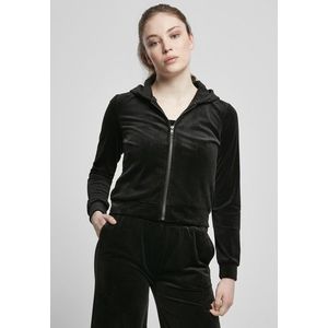 Urban Classics Ladies Short Velvet Zip Hoody black - XL vyobraziť