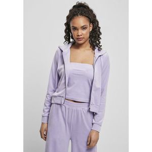 Urban Classics Ladies Short Velvet Zip Hoody lavender - XS vyobraziť