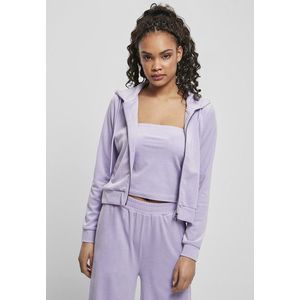 Urban Classics Ladies Short Velvet Zip Hoody lavender - XL vyobraziť