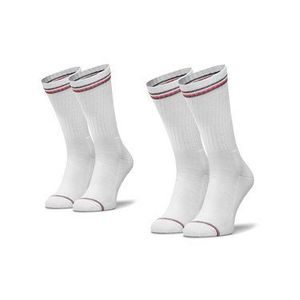 Tommy Hilfiger Súprava 2 párov vysokých ponožiek unisex 100001096 Biela vyobraziť