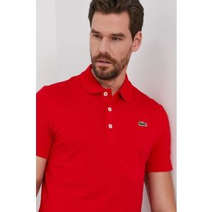 Bavlnené polo tričko Lacoste červená farba, jednofarebné vyobraziť