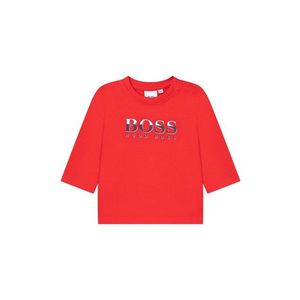 Detské tričko s dlhým rukávom Boss červená farba, s potlačou vyobraziť