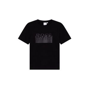 Detské bavlnené tričko Boss čierna farba, s potlačou vyobraziť