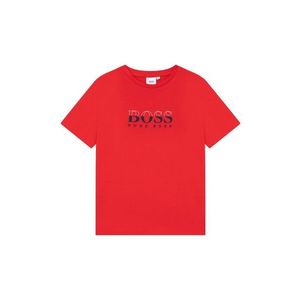 Detské bavlnené tričko Boss červená farba, s potlačou vyobraziť